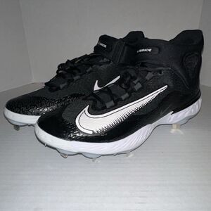Men's 14 Nike Alpha Huarache Elite 4 Mid‎ Black Metal Baseball Cleats DJ6520-001